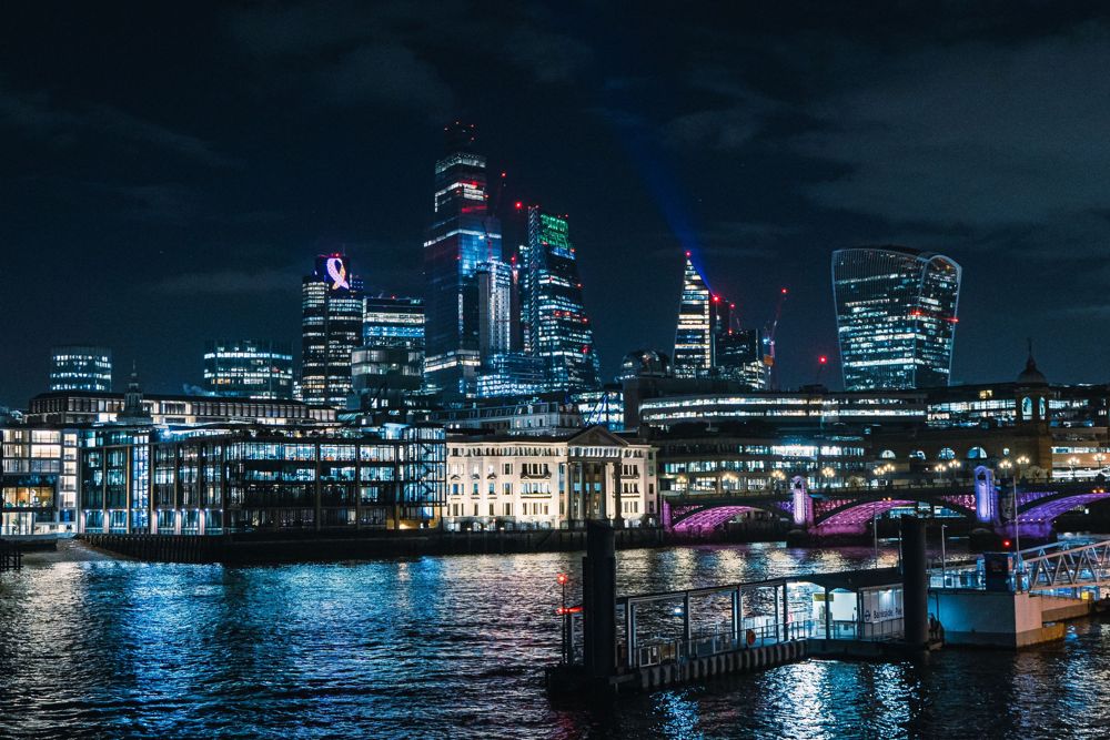 The City of London across the river at night