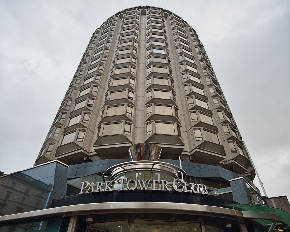 The Park Tower, Knightsbridge, with the casino entrance canopy at street level